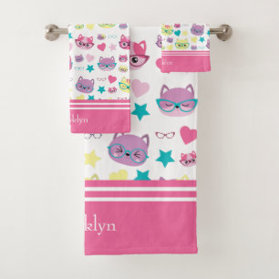 Chats Pastel cool Avec Verres Motif, Rose