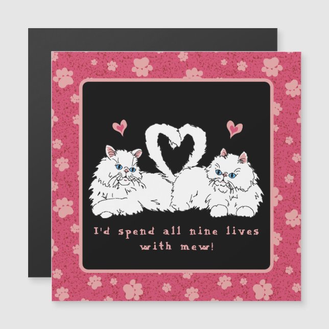 Chats perses blancs aux coeurs (Devant / Derrière)