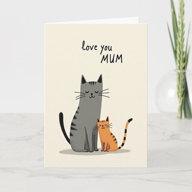 Chats Rayés Aiment la Maman Carte (Devant)