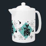 Chats rétro du milieu du siècle moderne Motif<br><div class="desc">Un super mignon motif de chats noirs,  des étoiles atomiques et des formes abstraites inspirées par des motifs rétro du milieu du siècle dans de jolies tonalités de turquoise,  bleu,  noir,  blanc et gris.</div>