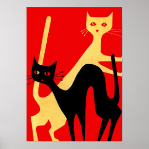 Chats rétro, Poster minimaliste Vintage