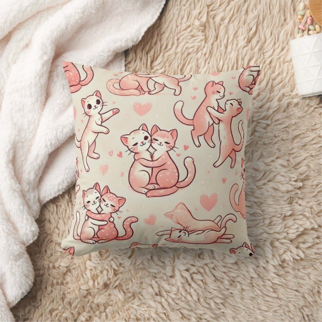 Chats romantiques Motif Coussin Saint Valentin Cad (Couverture)