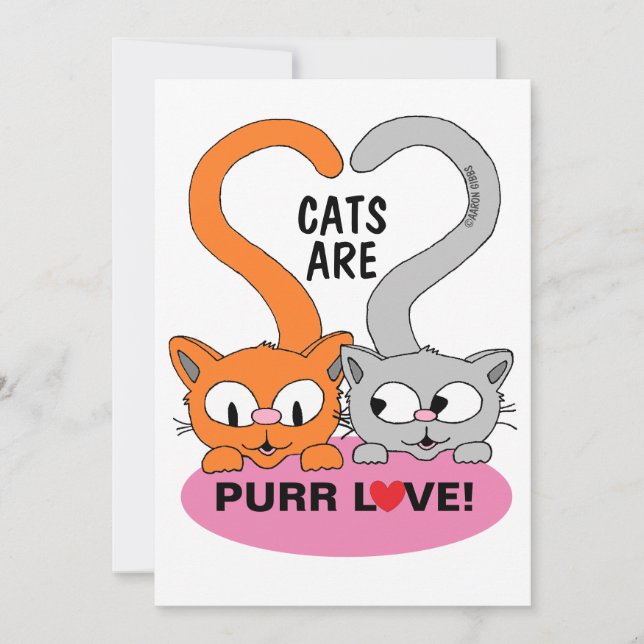 Chats sont amour ronronnant carte plate (Devant)