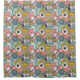 Chats Space adorable Motif Douche rideau