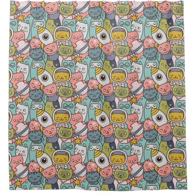 Chats Space adorable Motif Douche rideau (Devant)