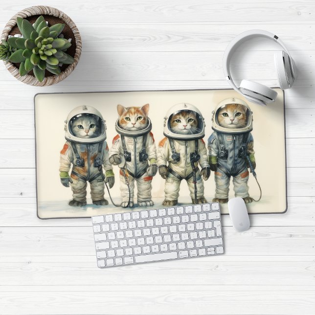 Chats spatiaux Cute Astronaut (Cute Astronaut Space Cats Desk Mat Mouse Pad)