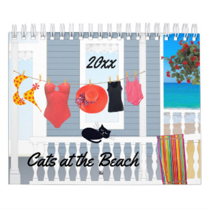 Chats sur le calendrier de plage