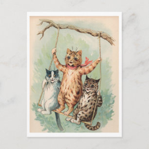 Chats sur une carte postale Louis Wain