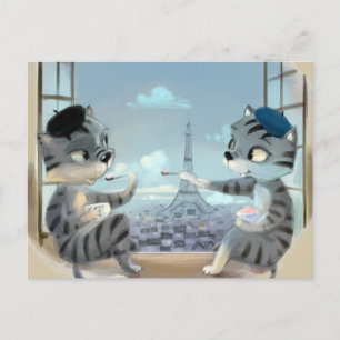 Chats & Tour Eiffel – Carte postale de Paris