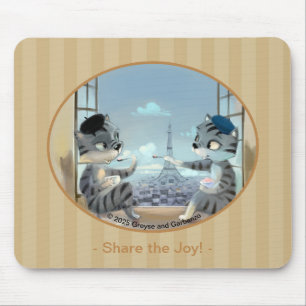 Chats & Tour Eiffel – Paris Joy Tapis de souris