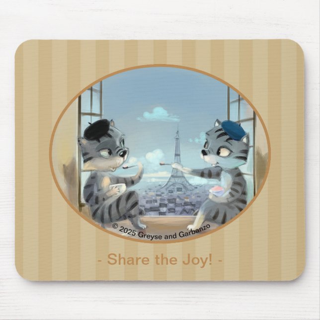 Chats & Tour Eiffel – Paris Joy Tapis de souris (Devant)