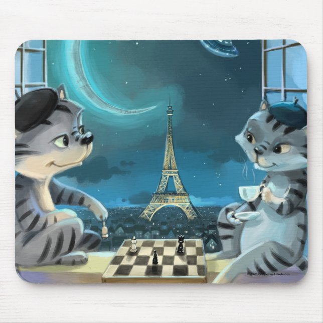 Chats Tour Eiffel - Tapis de souris de nuit (Devant)
