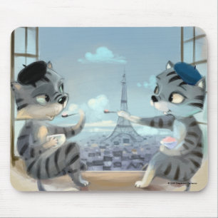 Chats & Tour Eiffel – Tapis de souris Paris