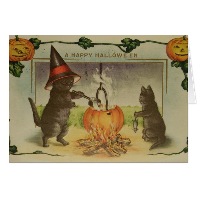 Chats vintages d'Halloween (Devant horizontal)