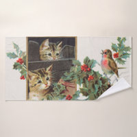 Chats vintages et oiseaux