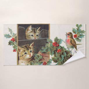 Chats vintages et oiseaux
