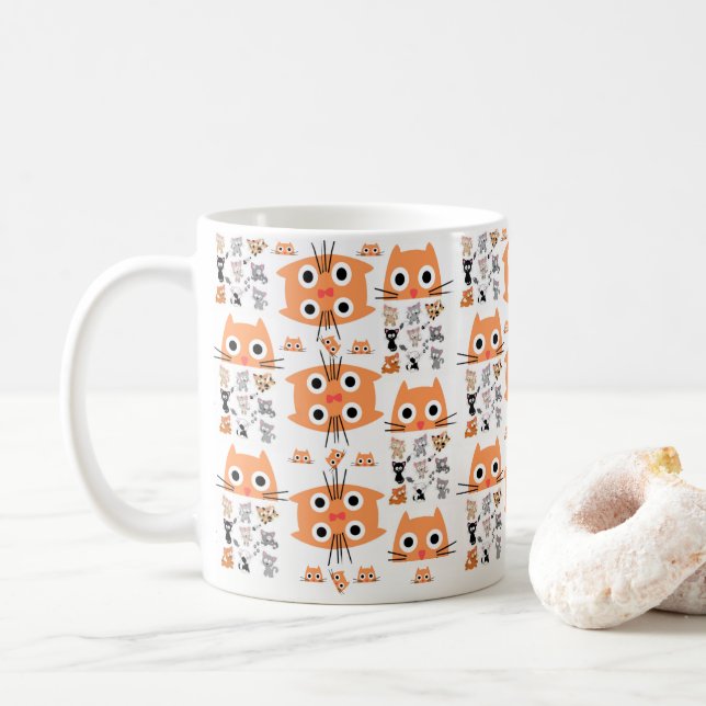 Chats Whimsical Pastel Stripe Mug (Avec donut)