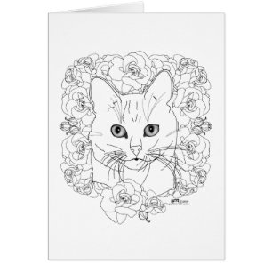 Chatte avec des roses