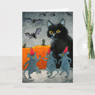 Chatte chat souris chauve citrouille Carte Hallowe
