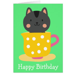 Chatte mignonne en dessin animé sur la menthe