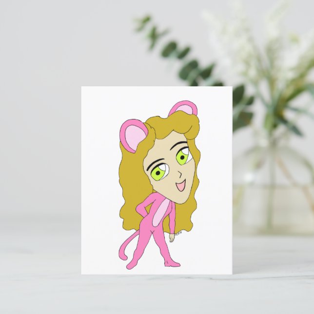 chatte rose (Debout devant)