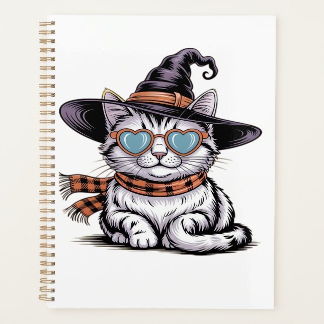 Chatte sorcière cool  Chat de Halloween mignon ave (Devant)