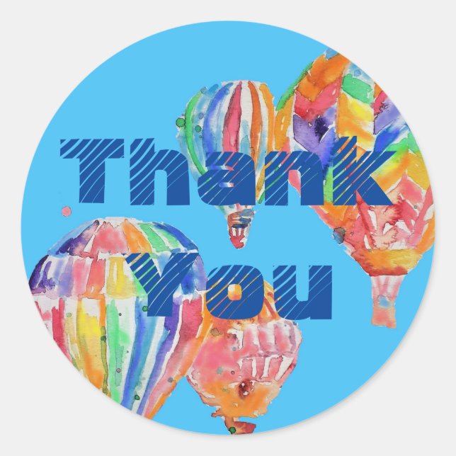 Chaud Air Balloon Aquarelle Boys Sticker Anniversa (Devant)