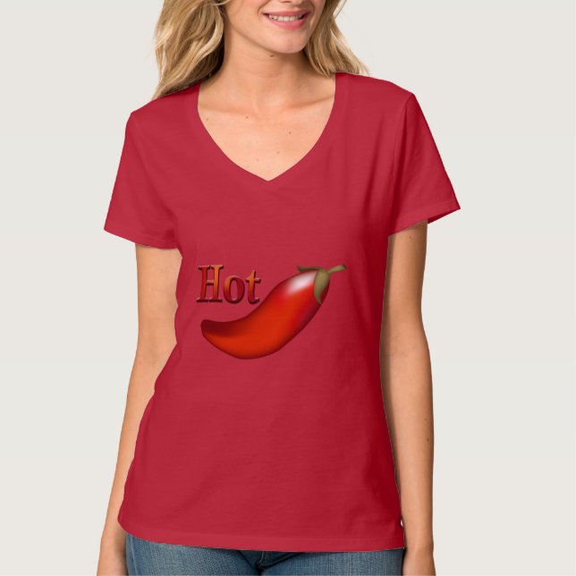 Chaud Chili Pepper Ladies T-shirt rouge (Devant)