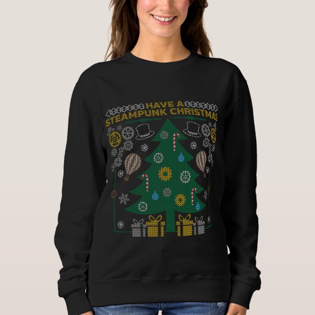 Chaud de Noël moche Sweatshirt de engrenages Steam (Devant)