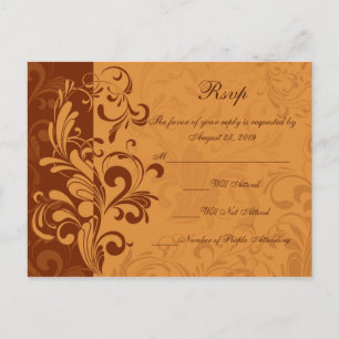 Chaud Golden Automne Swirl RSVP Répondre Carte pos