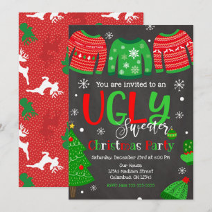 Chaud moche Noël Fête Invitation Tableau noir