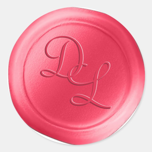 Chaud rose 2 Lettre Monogramme Stickers de cire (Devant)