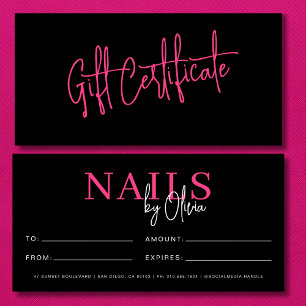 Chaud Rose Black Nail Salon Logo Certificats cadea