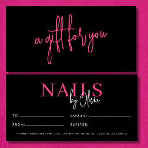 Chaud Rose Black Nail Salon Logo Certificats cadea
