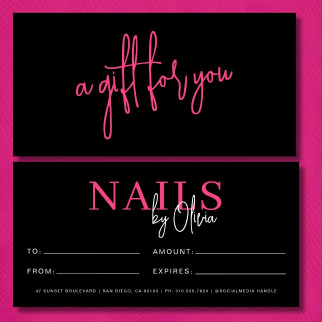 Chaud Rose Black Nail Salon Logo Certificats cadea (Créateur téléchargé)