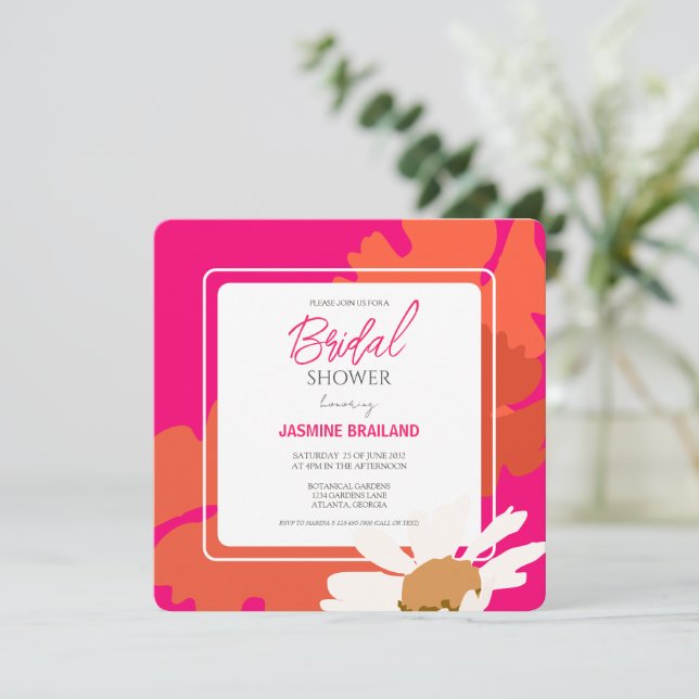 Chaud rose et orange marmite Abstraite florale (Debout devant)