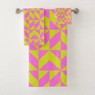 Chaud rose Lime Chartreuse Motif géométrique