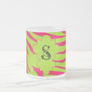 Chaud rose Lime Zebra Frosted Glass Coffee Mug Cup