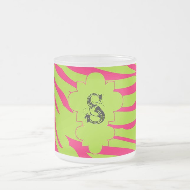 Chaud rose Lime Zebra Frosted Glass Coffee Mug Cup (Centre)