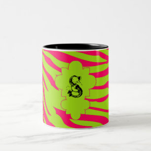 Chaud rose Lime Zebra Print Animal Coffee Mug Cup