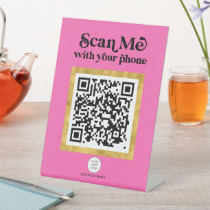 Chaud rose moderne code QR tendance signe d'affair