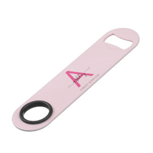 Chaud rose moderne Script Girl Monogramme Nom