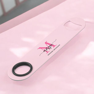 Chaud rose moderne Script Girl Monogramme Nom