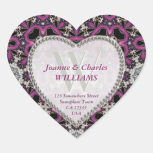 Chaud rose violet +noir dentelle Stickers monogram