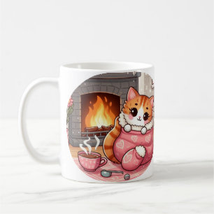 Chaud Tabby Cat Dans Une Mug Poème Blanche