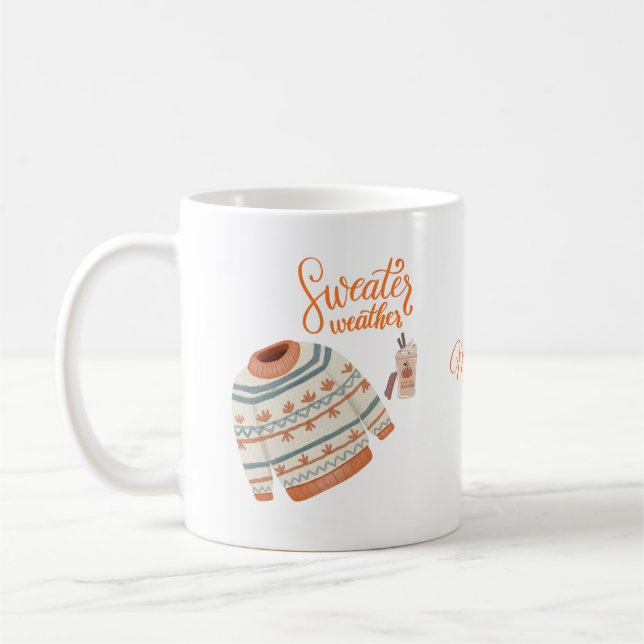 Chauffage doux Mug Météo avec nom personnalisé | A (Gauche)