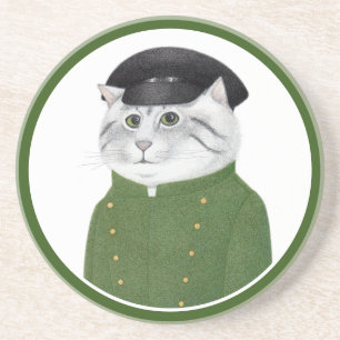 CHAUFFEUR CAT Dessous de verre rond en grès
