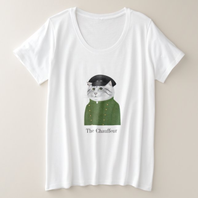 CHAUFFEUR CHAT féminin plus taille T-shirt (Design devant)