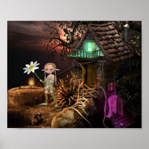 CHAUSSÉE MAISON CUTE ELF PETITE IMAGINAIRE POSTER