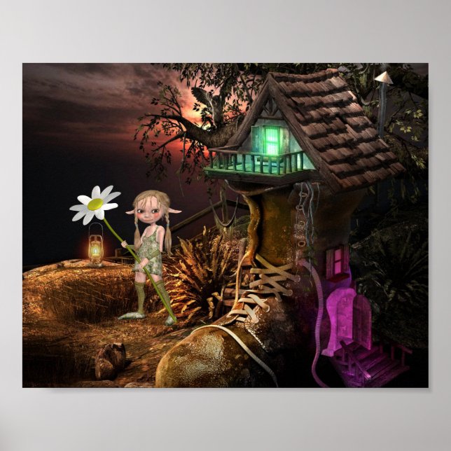 CHAUSSÉE MAISON CUTE ELF PETITE IMAGINAIRE POSTER (Devant)